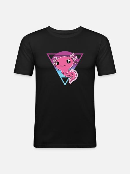 Cute Axolotl Funny Axolotl - Men's Slim Fit T-Shirt - black