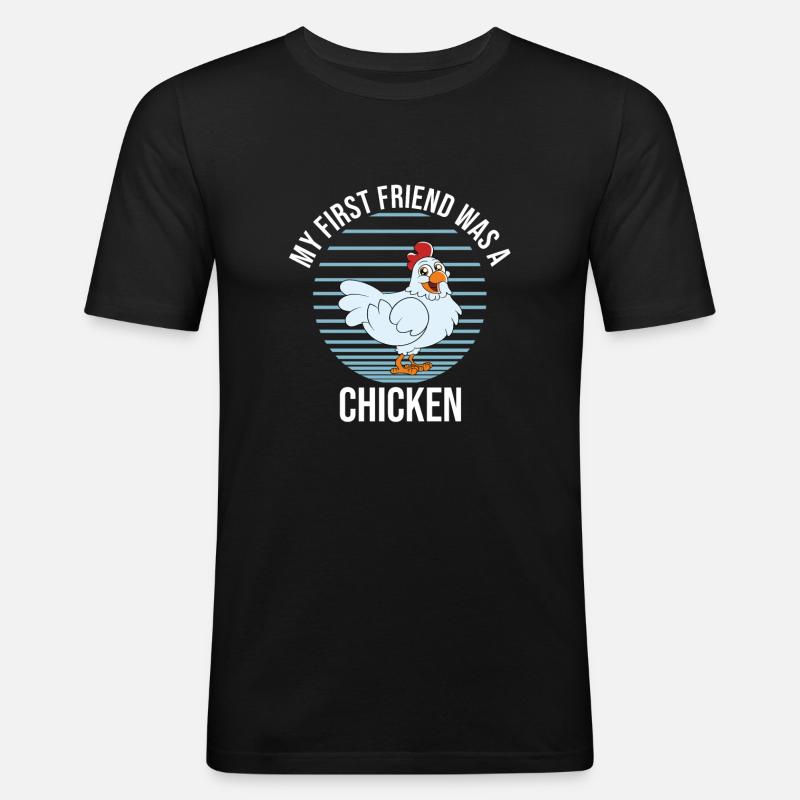 Lustiger Hühner Spruch Huhn - Männer Slim Fit T-Shirt - Schwarz