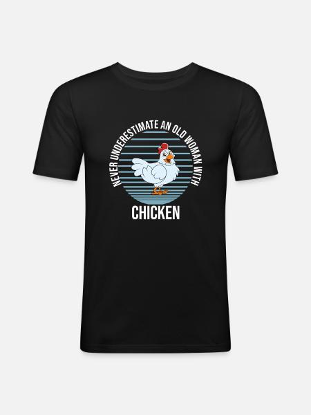 Funny Chicken Saying Chicken - Men's Slim Fit T-Shirt - black
