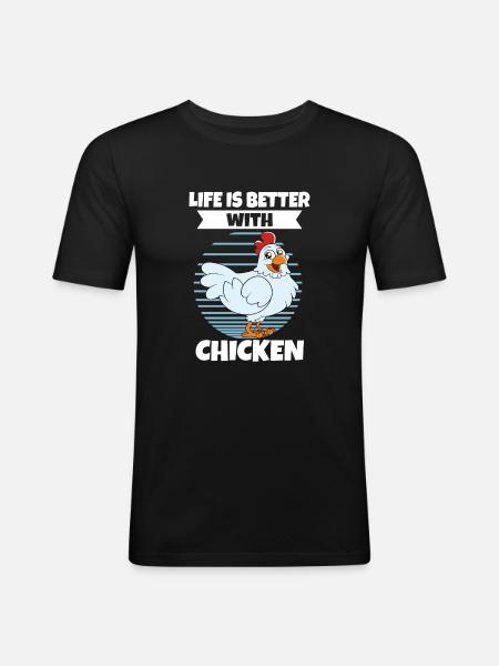 Funny Chicken Saying Chicken - Men's Slim Fit T-Shirt - black