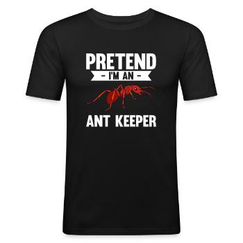 Mierenhouden, Mieren, Fokken van mieren - Mannen slim fit T-shirt - zwart - Voor - Nik (191cm)