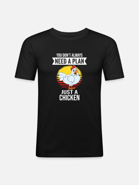 Funny Chicken Saying Chicken - Men's Slim Fit T-Shirt - black