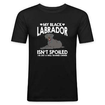Labrador Hond Labrador Retriever - Mannen slim fit T-shirt - zwart - Voor - Nik (191cm)