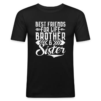 Brother Gifts - Männer Slim Fit T-Shirt - Schwarz - Vorne - Nik (191cm)