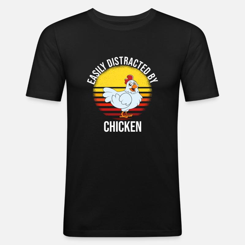 Lustiger Hühner Spruch Huhn - Männer Slim Fit T-Shirt - Schwarz