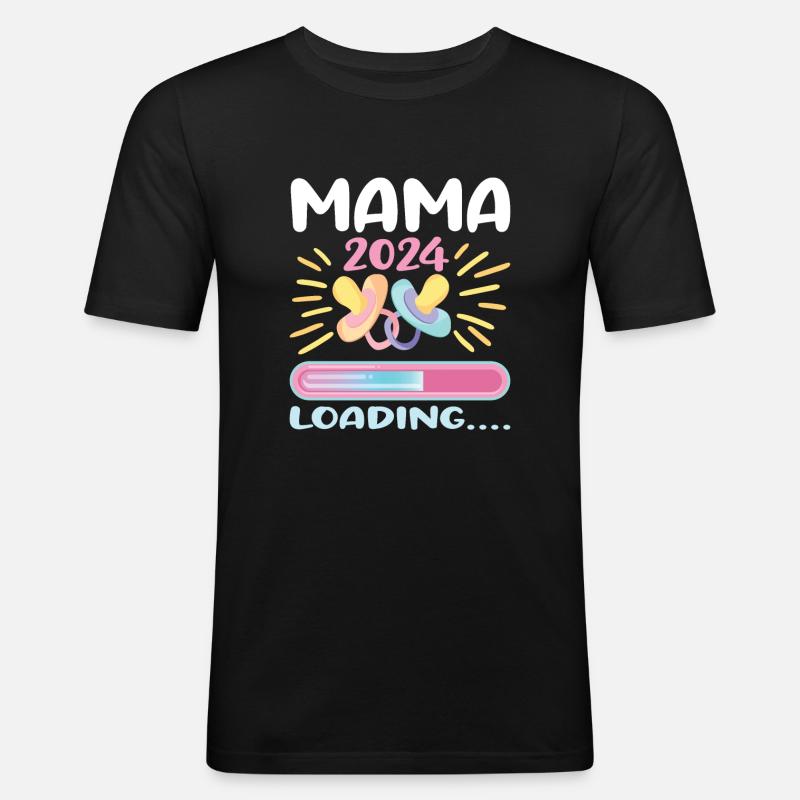 Mama 2024 werdende Mutter Schwangerschaft - Männer Slim Fit T-Shirt - Schwarz