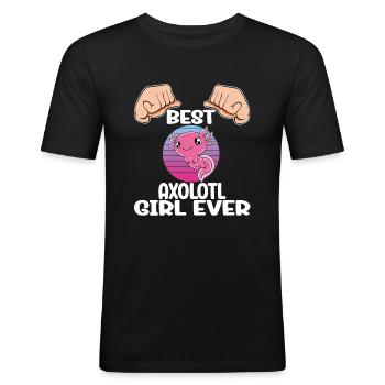Lustiges Axolotl Süßes Axolotl - Männer Slim Fit T-Shirt - Schwarz - Vorne - Nik (191cm)