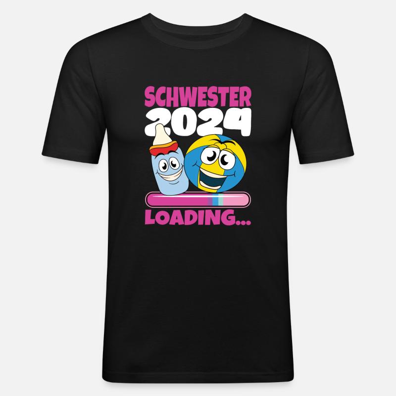 Schwester werden Schwester 2024 - Männer Slim Fit T-Shirt - Schwarz