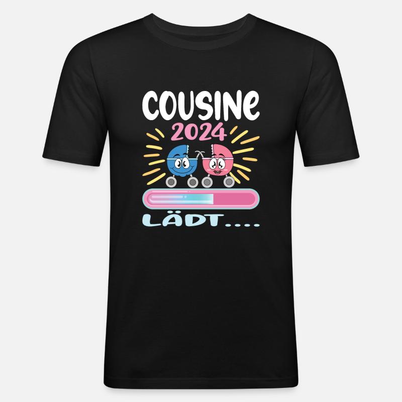 Cousine werden Cousine 2024 - Männer Slim Fit T-Shirt - Schwarz