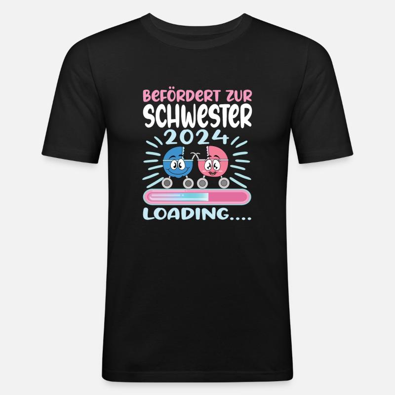 Schwester werden Schwester 2024 - Männer Slim Fit T-Shirt - Schwarz