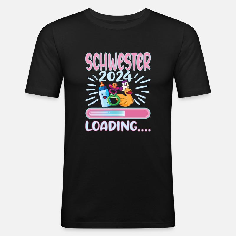 Schwester werden Schwester 2024 - Männer Slim Fit T-Shirt - Schwarz