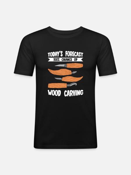 Wood Shining Wood Carving - Men's Slim Fit T-Shirt - black
