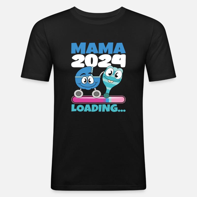 Mama 2024 werdende Mutter Schwangerschaft - Männer Slim Fit T-Shirt - Schwarz