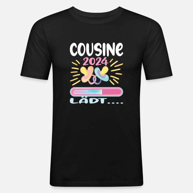 Cousine werden Cousine 2024 - Männer Slim Fit T-Shirt - Schwarz