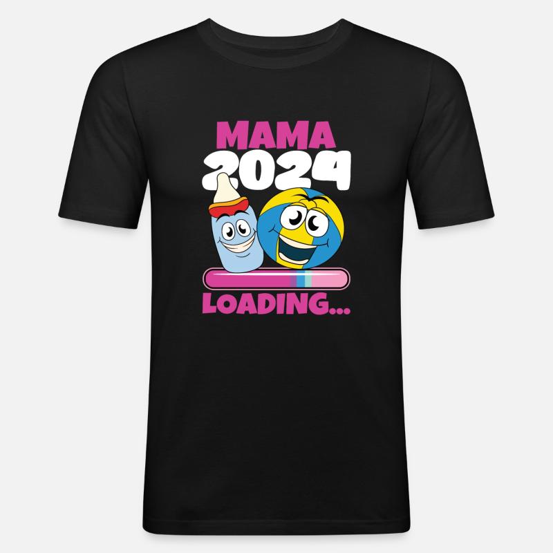 Mama 2024 werdende Mutter Schwangerschaft - Männer Slim Fit T-Shirt - Schwarz