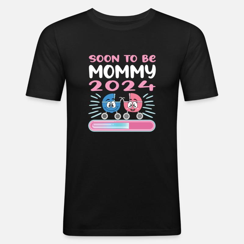 Mama 2024 Werdende Mutter Schwangerschaft - Männer Slim Fit T-Shirt - Schwarz