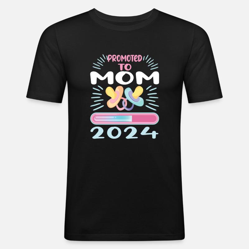 Mama 2024 Werdende Mutter Schwangerschaft - Männer Slim Fit T-Shirt - Schwarz