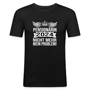 Pension 2024 Pensionärin 2024 Rente 2024 - Männer Slim Fit T-Shirt - Schwarz - Vorne - Nik (191cm)