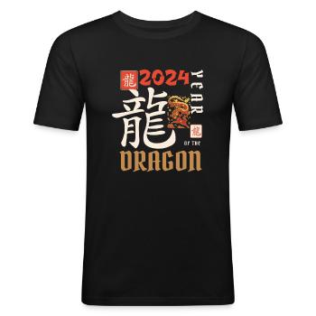 Chinese New Year Year Of The Dragon 2024 - Men's Slim Fit T-Shirt - black - Front - Nik (191cm)