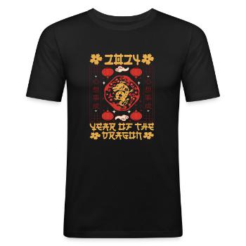 Chinese New Year Year Of The Dragon 2024 - Men's Slim Fit T-Shirt - black - Front - Nik (191cm)