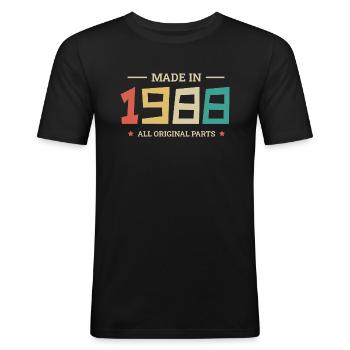 Légendaire Depuis 1988 Original 1988 - T-shirt près du corps Homme - noir - Devant - Nik (191cm)