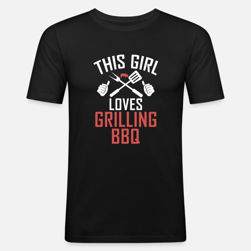 Grill Barbecue Grilling - Männer Slim Fit T-Shirt - Schwarz