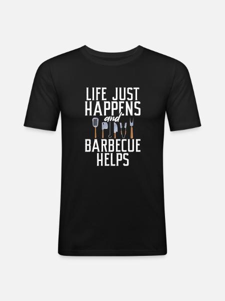 Grill Barbecue Grilling - Männer Slim Fit T-Shirt - Schwarz