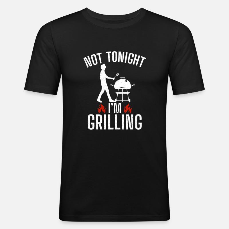 Grill Barbecue Grilling - Männer Slim Fit T-Shirt - Schwarz