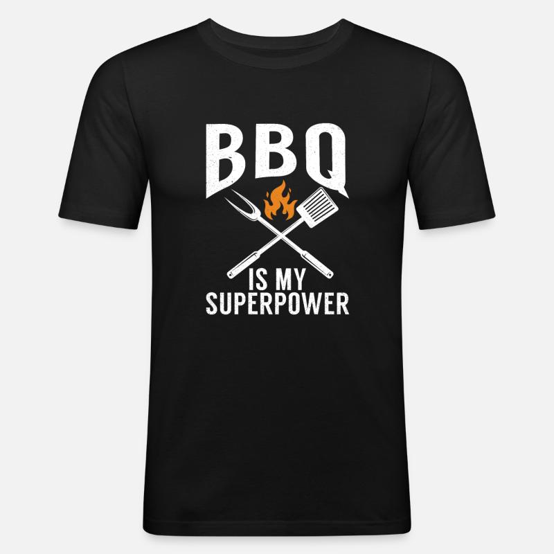 Grill Barbecue Grilling - Männer Slim Fit T-Shirt - Schwarz