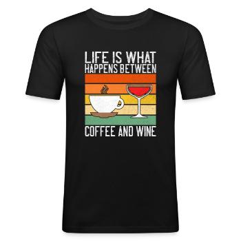 Coffee Gifts - Männer Slim Fit T-Shirt - Schwarz - Vorne - Nik (191cm)