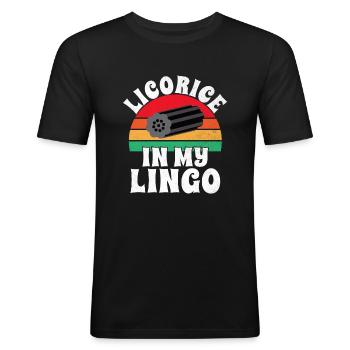Cadeaux de réglisse - T-shirt près du corps Homme - noir - Devant - Nik (191cm)