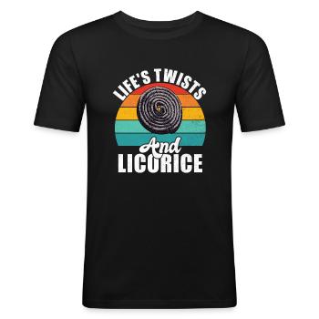 Cadeaux de réglisse - T-shirt près du corps Homme - noir - Devant - Nik (191cm)