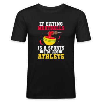 Cadeaux pour les amateurs de boulettes de viande - T-shirt près du corps Homme - noir - Devant - Nik (191cm)