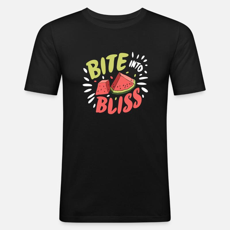 Melon Gift - Männer Slim Fit T-Shirt - Schwarz