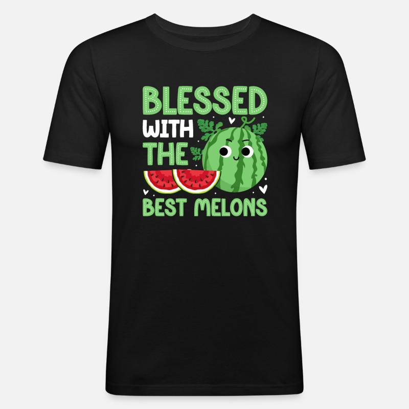 Melon Gift - Männer Slim Fit T-Shirt - Schwarz