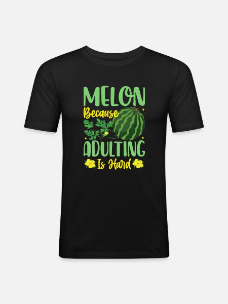 Melon Gift - Männer Slim Fit T-Shirt - Schwarz