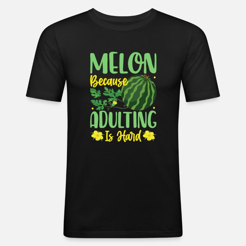 Melon Gift - Männer Slim Fit T-Shirt - Schwarz