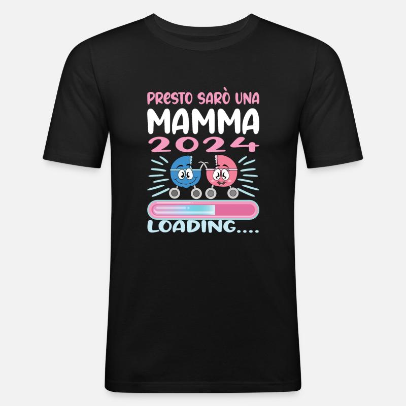 Super Mamma 2024 Loading - Männer Slim Fit T-Shirt - Schwarz