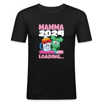 Super Mamma 2024 Loading - Männer Slim Fit T-Shirt - Schwarz - Vorne - Nik (191cm)