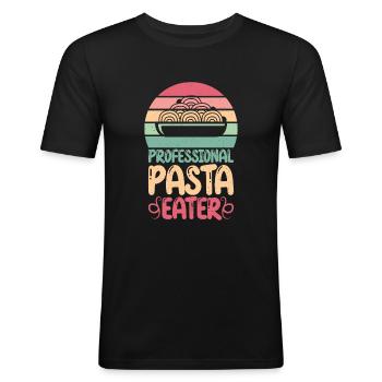 Cadeaux pour les amateurs de pâtes - T-shirt près du corps Homme - noir - Devant - Nik (191cm)