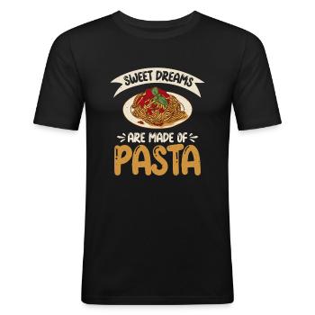 Cadeaux pour les amateurs de pâtes - T-shirt près du corps Homme - noir - Devant - Nik (191cm)