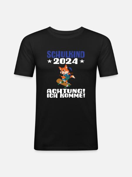 Schulkind 2024 Einschulung Schulanfang - Männer Slim Fit T-Shirt - Schwarz