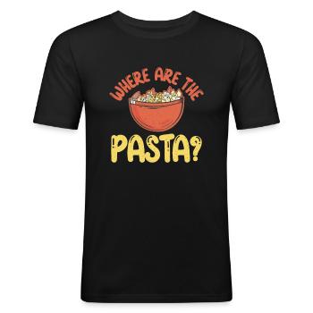 Cadeaux pour les amateurs de pâtes - T-shirt près du corps Homme - noir - Devant - Nik (191cm)