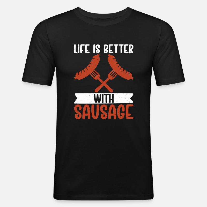 Sausage Lover - Männer Slim Fit T-Shirt - Schwarz
