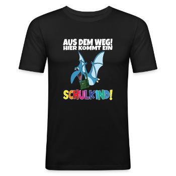 Écolier 2024 entrant à l'école - T-shirt près du corps Homme - noir - Devant - Nik (191cm)