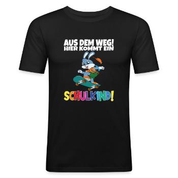 Écolier 2024 entrant à l'école - T-shirt près du corps Homme - noir - Devant - Nik (191cm)