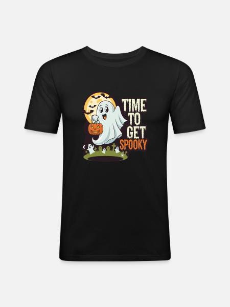 Cute Halloween Ghost Halloween - Men's Slim Fit T-Shirt - black