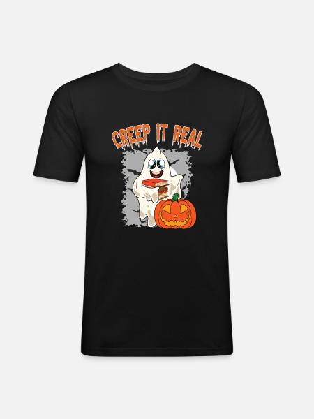 Cute Halloween Ghost Halloween - Men's Slim Fit T-Shirt - black