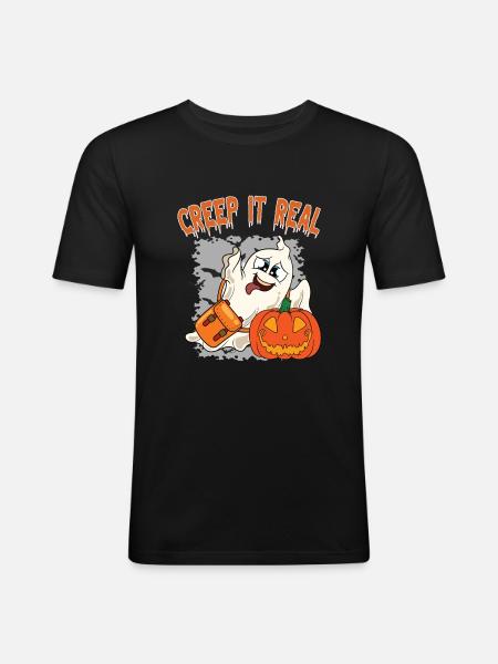 Cute Halloween Ghost Halloween - Men's Slim Fit T-Shirt - black
