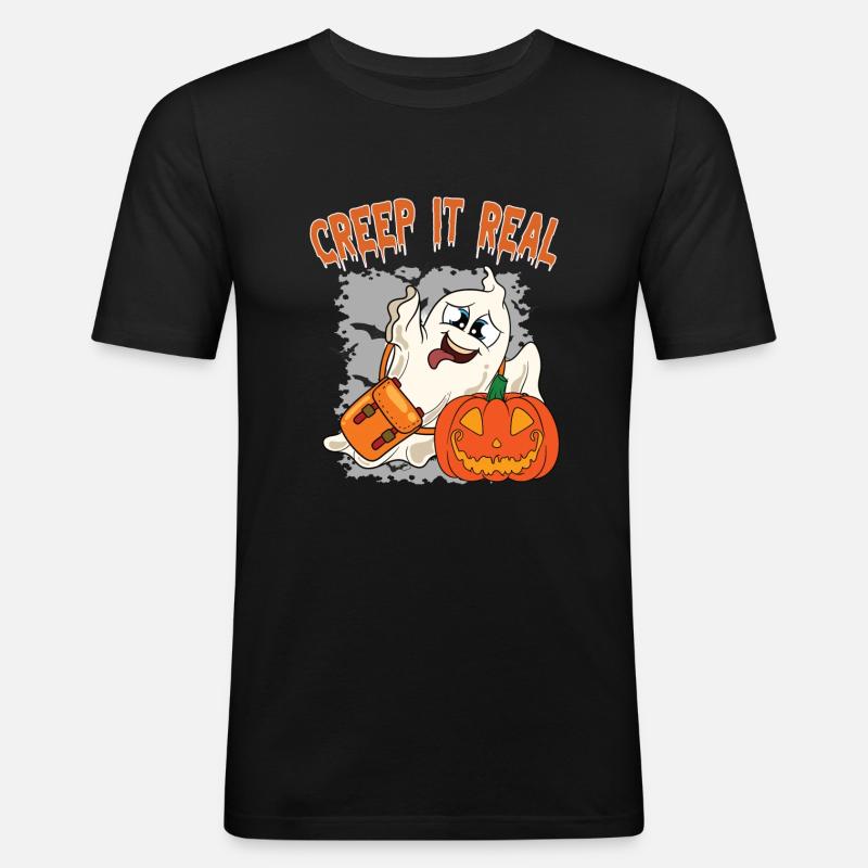 Süßer Halloween Geist Halloween - Männer Slim Fit T-Shirt - Schwarz